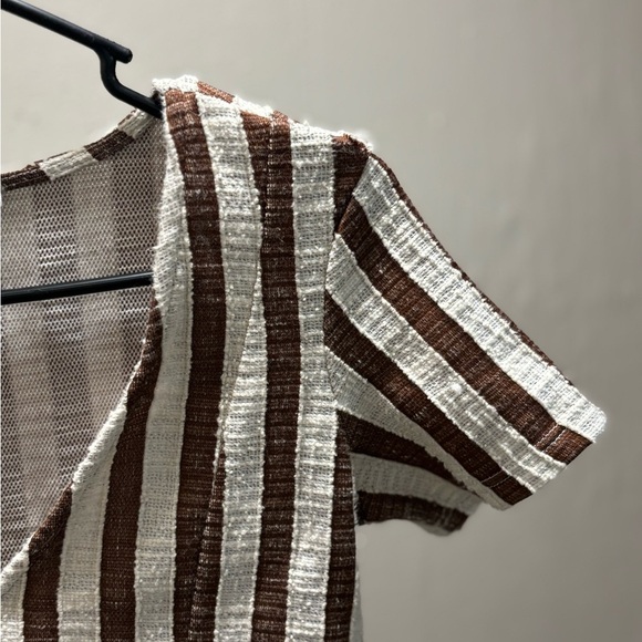 Zara Trafaluc Brown and White Striped Mini Dress - Picture 3 of 8